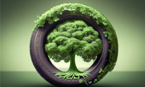 uno pneumatico con al centro un albero verde